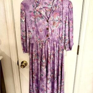 Vintage Floral Purple Dress